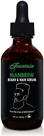 Fountain Manbrew - Beard Growth Oil For Men - Bald Spot Treatment - Mustache Grooming - Leave-In Conditioner - Beardruff - Jamaican Black Castor Oil - 5 Fl Oz