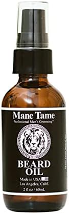 MANE TAME Beard Oil - Made with Certified Organic Hemp Oil - No Fuss Pump 2oz Bottle - Softens Your Beard and Stops Itching - Great Beard Oil and Conditioner For Men