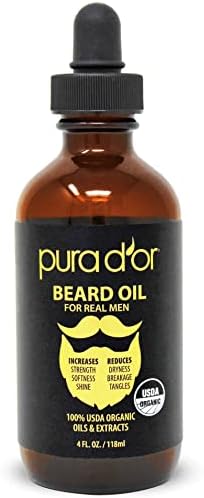 PURA D'OR Organic Beard Oil, USDA Certified, with Argan & Jojoba - Mustache Care & Maintenance