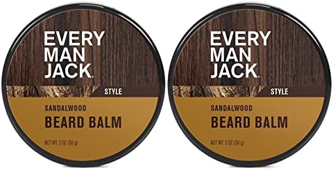Every Man Jack Beard Balm - Moisturize, Strengthen And Style Your Beard w/Medium Hold - Light Sandalwood Scent - Made w/Naturally Derived Ingredients like Candelilla Wax and Shea Butter- 2oz