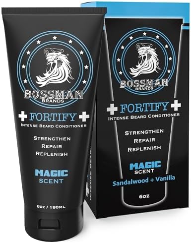 Bossman Fortify Intense Beard Conditioner - Shower Beard Wash, Moisturizer and Beard Softener for Men - Beard Growth Products - Made in USA (Magic Scent)