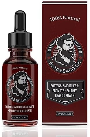 Bliss Beard Oil 1 Fl Oz 100% Natural Beard Conditioning Oil with Organic Argan and Jojoba Beard Oils - Softens, Moisturizers, and Strengthens Beard Growth