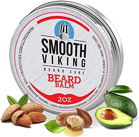 Smooth Viking Beard Balm for Men - Strong Hold Beard Styling Balm with Essential Oils & Beeswax - Beard Care Formula to Boost Healthy Beard & Mustache Growth, 2oz