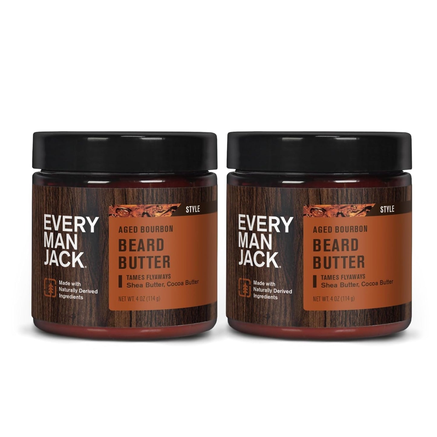 Every Man Jack Beard Butter- Aged Bourbon Fragrance - Rejuvenates, Hydrates, and Styles Dry Beards While Relieving Itch - Naturally Derived with Cocoa Butter and Shea Butter - 4-ounce - 2 pk