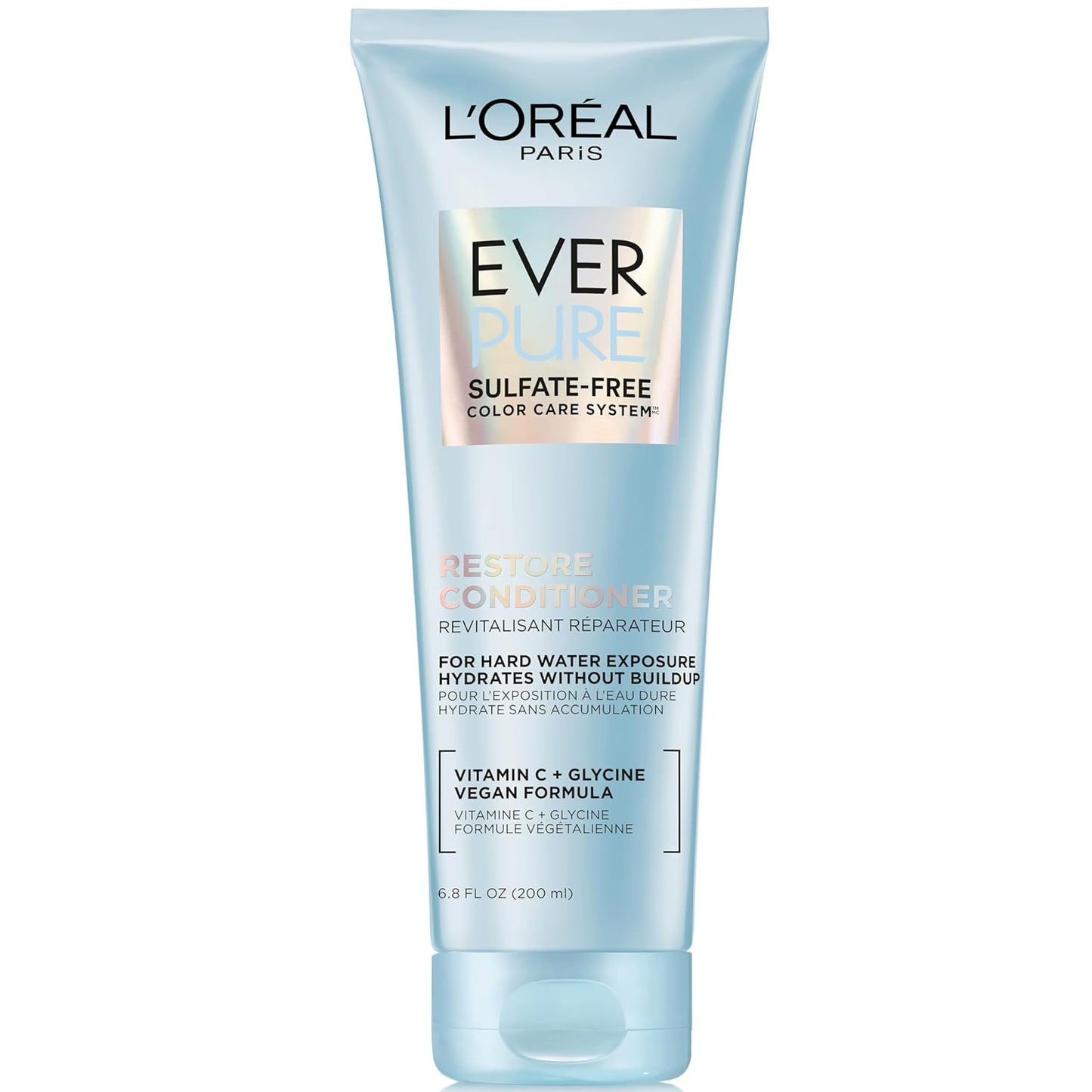 L’Oréal Paris Restore Sulfate Free Conditioner with Antioxidants, Moisturizing Conditioner for Hard Water Exposure and Styling Build-up, EverPure, 6.8 Fl Oz