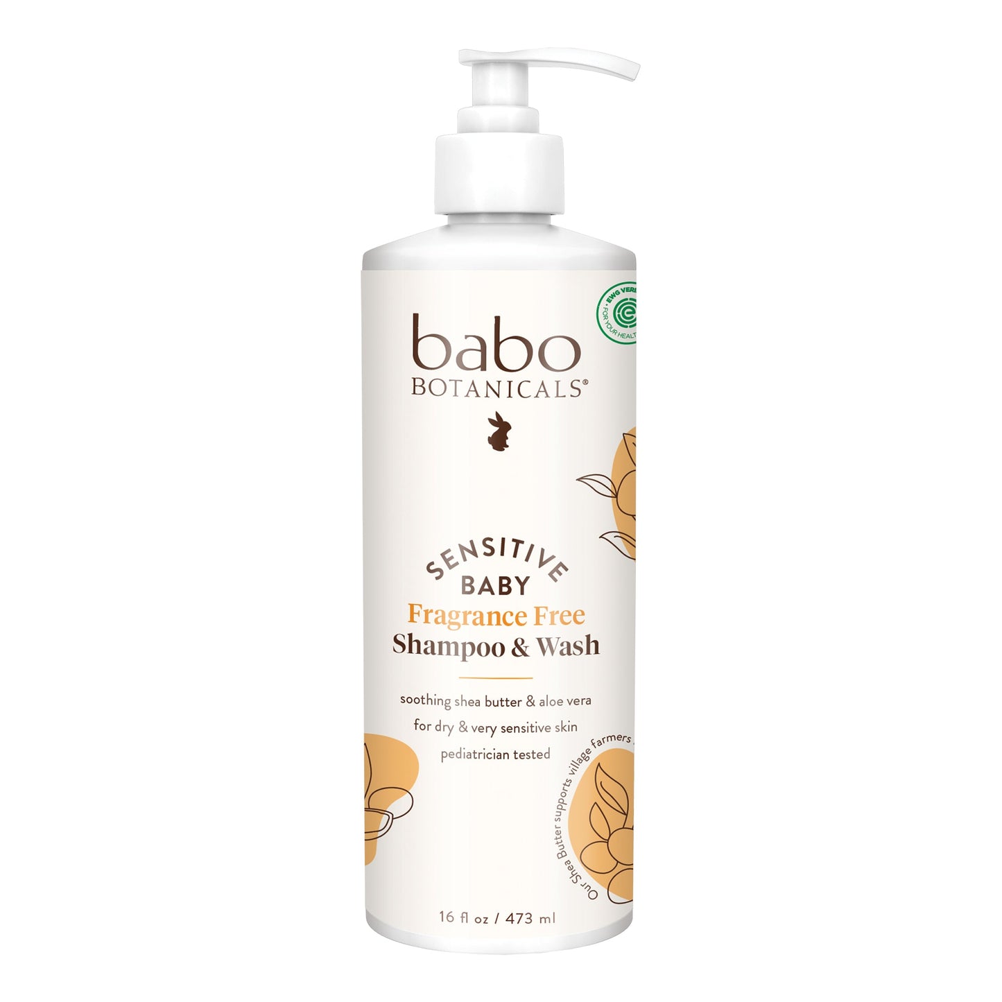 Babo Botanicals Sensitive Baby FF Shampoo & Wash 16oz