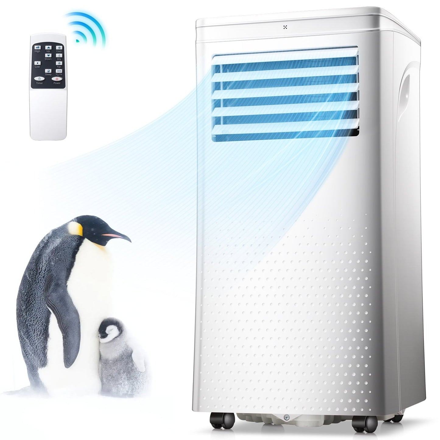 Auseo 5.200 BTU(8000 BTU ASHRAE) Portable Air Conditioners. 3 in 1. Remote Control & Window Kit. Quiet AC Unit for Room/Office