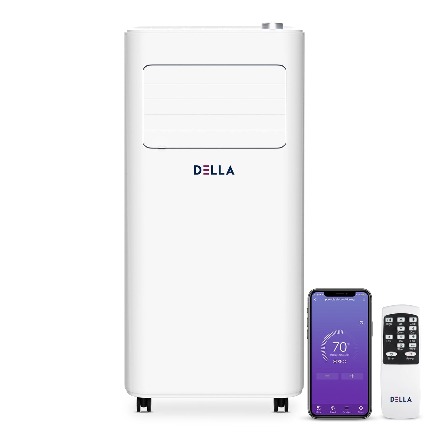 DELLA 8000 BTU ASHRAE/5000 BTU(SACC) Smart Wifi Enabled Portable Air Conditioner. Cooling. Dehumidifier & Fan Portable AC Unit with Remote Control Window Kit. Cools up to 350 Sq. ft.