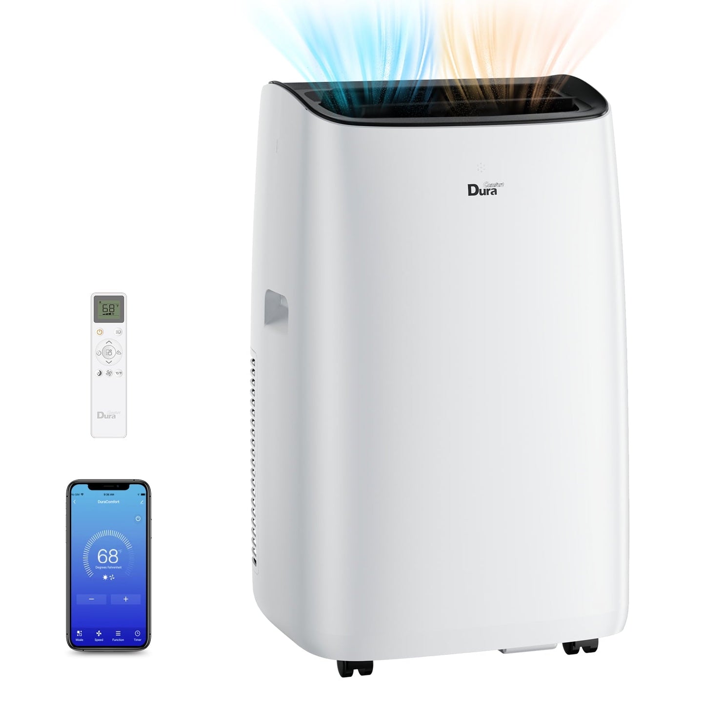 DuraComfort Portable Air Conditioner with Heat. 8150 BTU (12000 BTU ASHRAE) . Smart WiFi. Cools Up to 350 Sq Ft. White