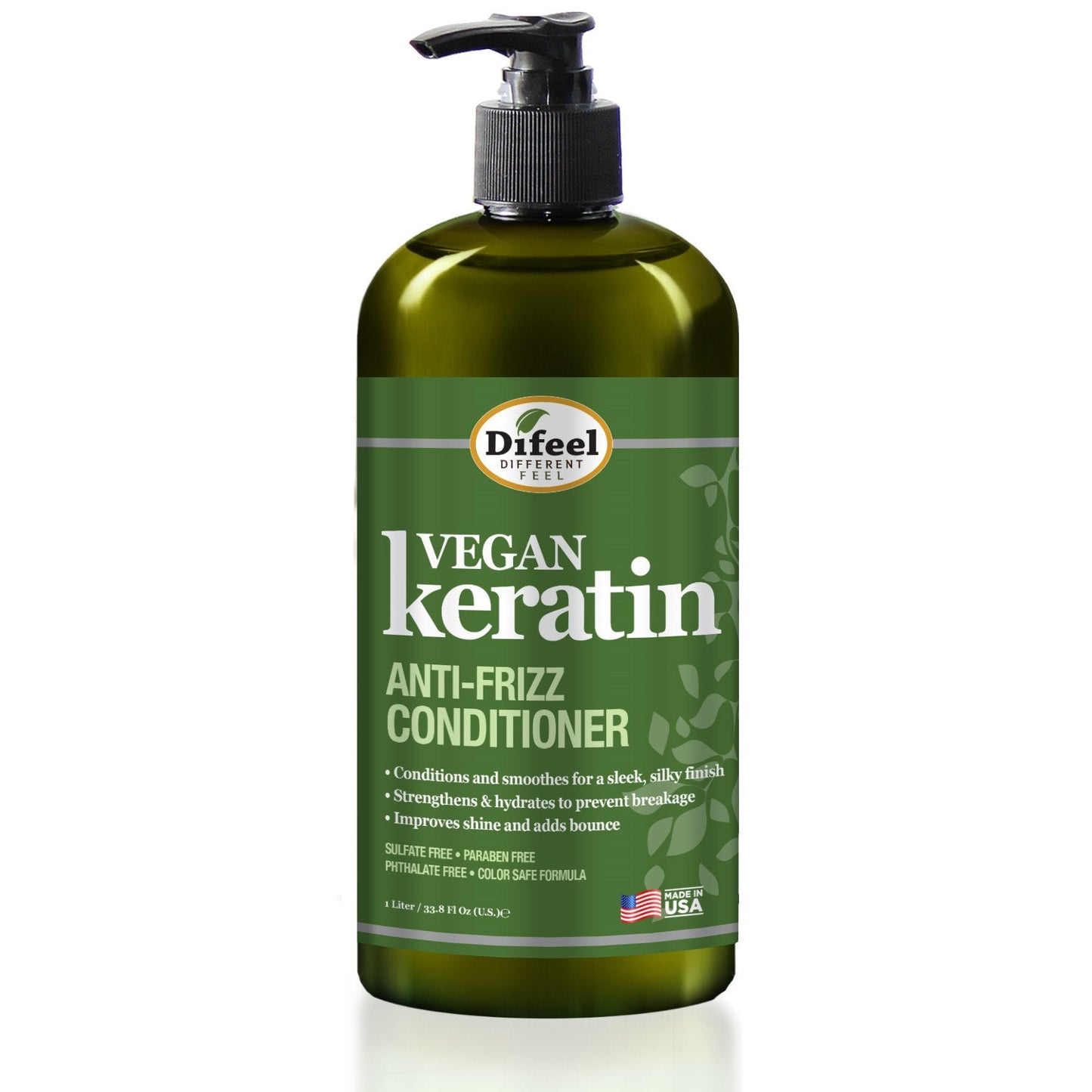 Difeel Vegan Keratin Anti Frizz Conditioner 33.8 oz. (Pack of 2)