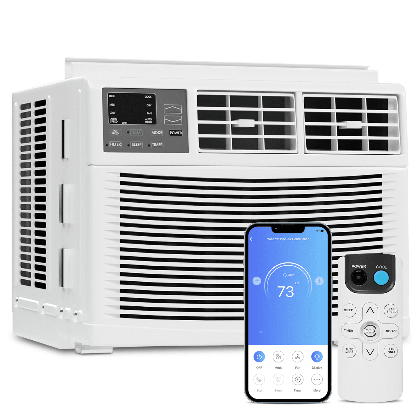 Magshion 8.000 BTU Smart WIFI Window Air Conditioner. Energy Saving AC Unit with Remote & App Control & Timer Function. Cools Up to 350 Square Feet. 115V/60Hz. White