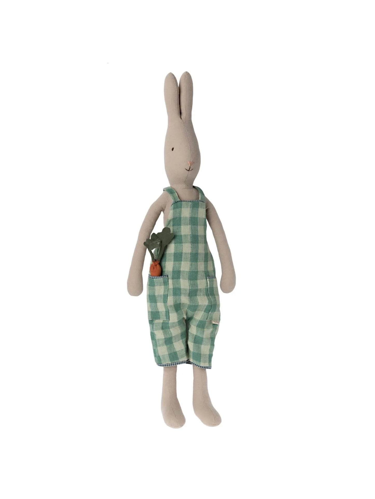 Maileg Rabbit Size 3 in Plaid Overalls