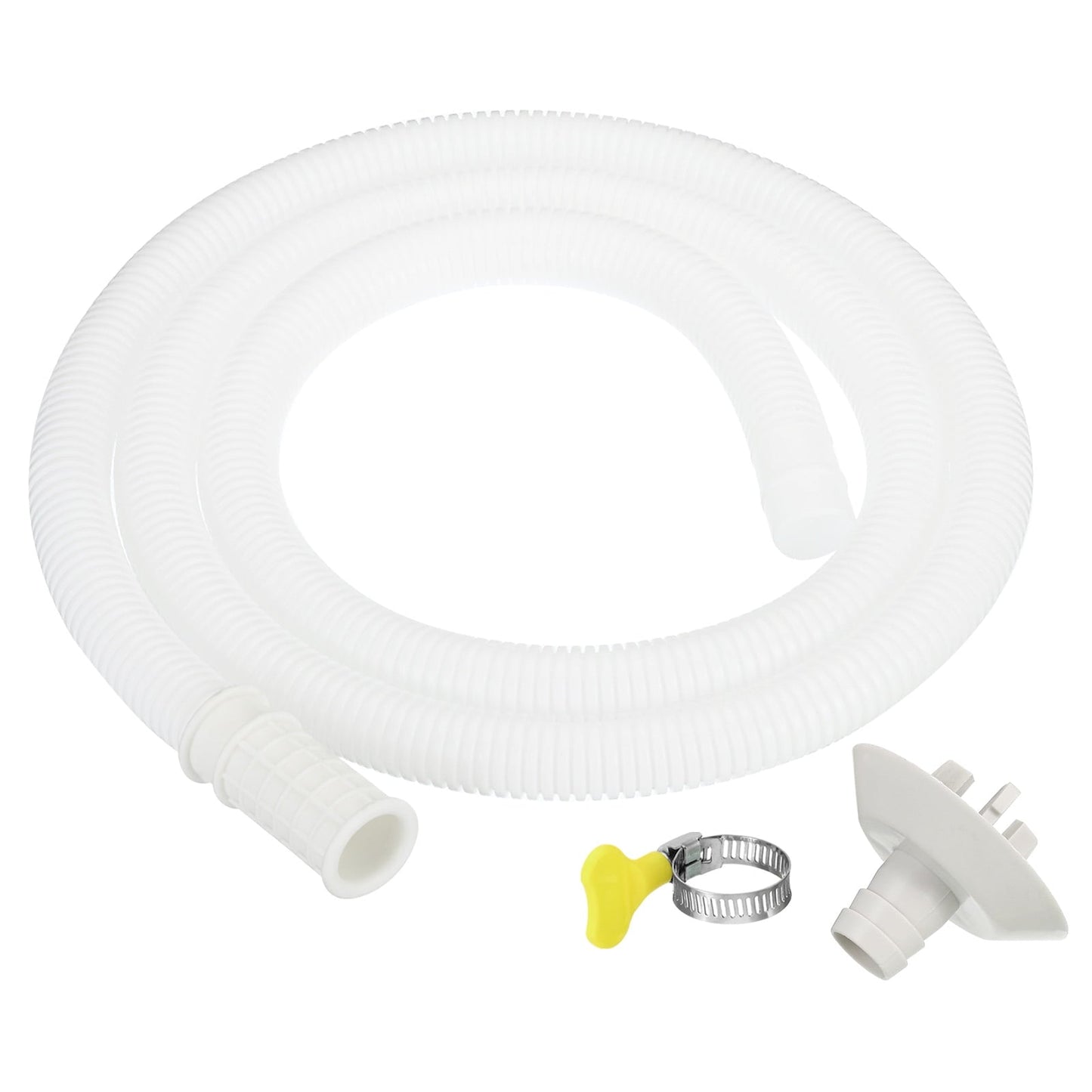 Uxcell 4.9ft Air Conditioner Drain Hose Kit. Universal Drain Connector Hose with Clamp Connector 3. White
