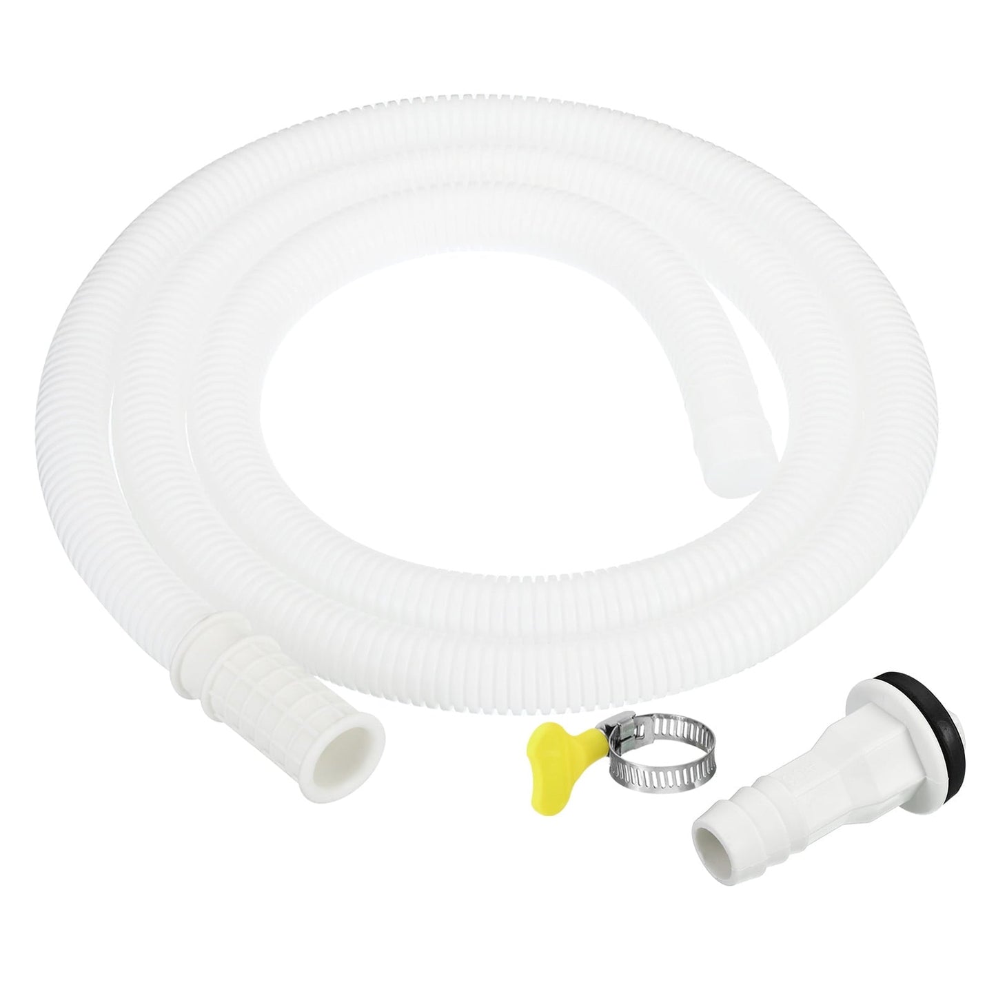 Uxcell 4.9ft Air Conditioner Drain Hose Kit. Universal Drain Connector Hose with Clamp Connector 5. White