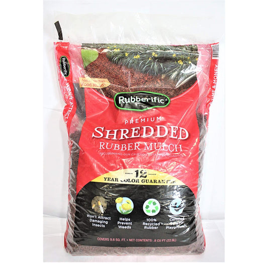 Rubberific LRM8RD Shredded Rubber Mulch, Redwood, 0.8 CUFT