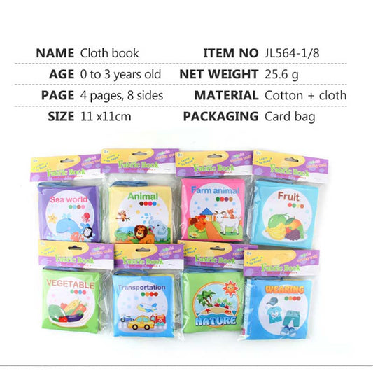 Set Of 8 Soft Cloth Books Baby Toys, Colorful Fabric Baby Learning Books (Ocean, Animals, Dressing, Transportation, Fruits, Vegetables, And More, 8-Pack), Touch And Feel Crinkle Sounds, Early Educational Toys, Gifts For Babies Infants And Toddlers
