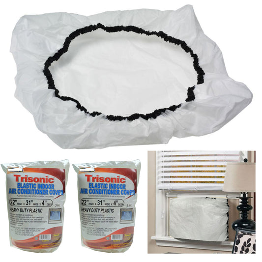 2pc Elastic Indoor A/C Cover Window Unit Air Conditioner Plastic 3mil 22x31x4