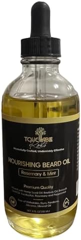 Touchable Roots Nourishing Beard Oil | Rosemary & Mint Beard Oil for Strong Healthy Growth - The Ultimate Solution for Soft & Manageable Beards | Premium Quality - 4 oz