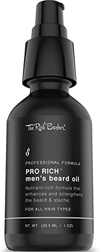 The Rich Barber Pro Rich Men's Beard Oil, 1 oz. - Softens Beard & Promotes Thick Growth with Castor Oil, Argan Oil, & Jojoba Oil - For All Beard Types