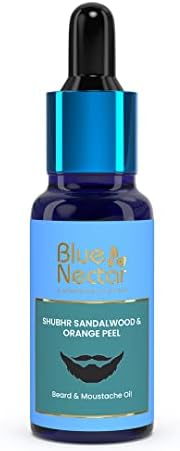 Blue Nectar Beard Oil for Men, Natural Moustache and Beard Growth Oil and Beard Softener for softer, helps in dandruff contains Sandalwood & Orange Peel Aroma