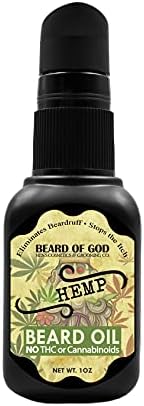 Hemp - 1 oz. Nourishing Beard Oil Conditioner, Helps with Psoriasis, Eczema, Acne & Dry Skin. Organic, Kosher, Unrefined & Made in USA by Beard of God