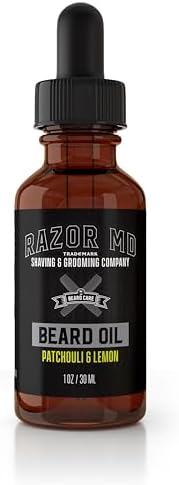 Razor MD Natural Beard Oil for Men With Lightweight Non-Greasy Absorbing Cruelty-Free Formula, Mens Shaving Oil Suitable For All Hair Types, Patchouli Lemon, 1oz