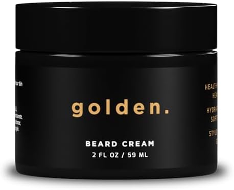 Golden Grooming Co. Beard Cream - Hydrates, Moisturizes, and Tames Flyaway Hair - Beard Butter & Softener for Men - Nourishing Formula - Adds Shine - Formulated with Sunflower & Coconut Oil - 2 fl oz