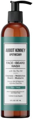 ABBOT KINNEY APOTHECARY Beard Wash, Sulfate Free Men's Face Wash, Softens Facial Hairs, Removes Dandruff and Dirt, Beard Shampoo with Tea Tree Oil and Natural Ingredients, 8 Fl Oz