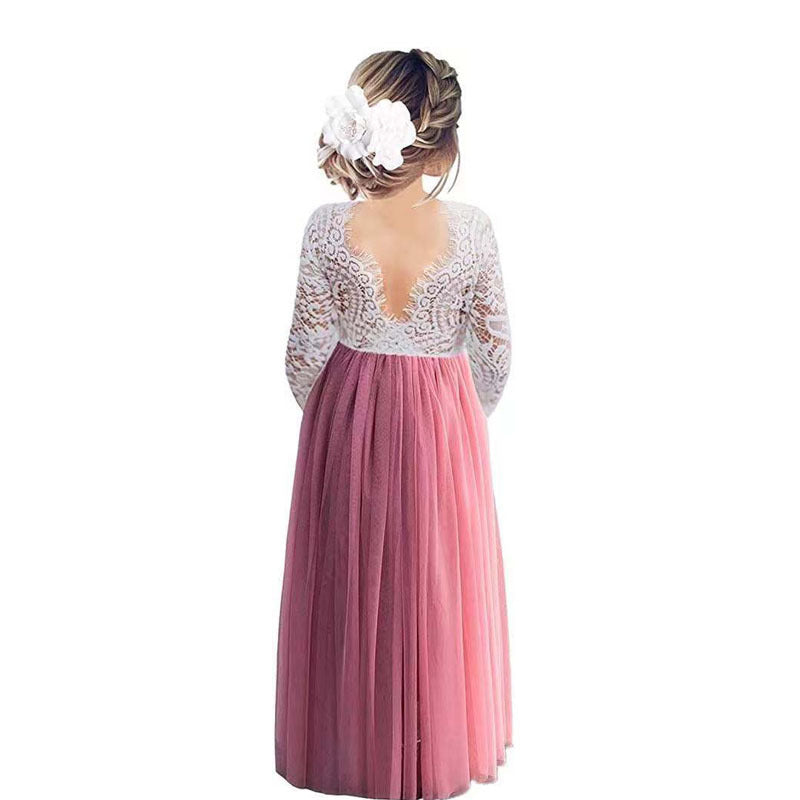 Lace Back A- Line Straight Girl Dress