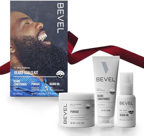 Bevel Mens Beard Grooming Kit - Includes Beard Conditioner, Beard Balm and Beard Oil to Soften, Hydrate and Strengthen Beard and Reduce Skin Irritation and Redness (Packaging May Vary)