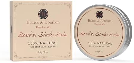 BABY HAIR Beards & Bourbon's Beard Balm, Mustache Balm - Infused Mango Butter, Sweet Orange Oil, Grapeseed & Jojoba Oil for Ultimate Conditioning, for the Perfectly Groomed Beard 2oz