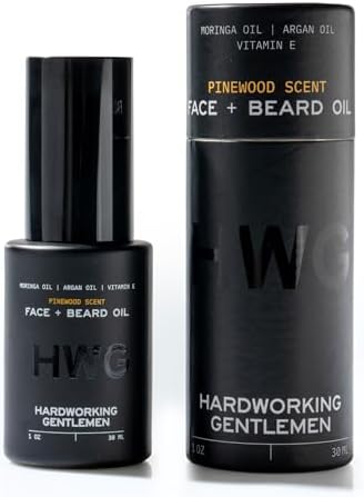 Hardworking Gentlemen Face and Beard Oil - Hydration, Matte Finish, and Beard Care All-in-One with UV Protection, Anti-Aging Benefits, and Dandruff Defense 1 oz