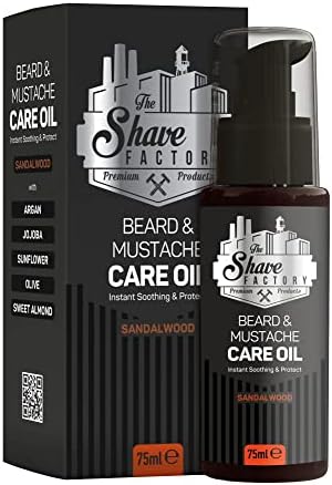 the shave factory Beard&Mustache Care Oil with Sandalwood - Product For Professional Barbers and Traditional Shaving & Grooming Enthusiasts (75 ml(2.6 fl. oz))