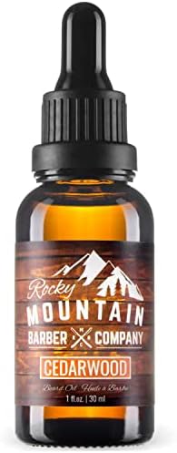Rocky Mountain Barber Company Men’s Cedarwood Beard Oil - Featuring Grapeseed Oil, Coconut Oil, Argan Oil and Real Cedarwood Essential Oil