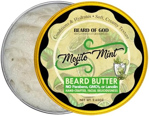 Beard of God Mojito Mint - 2.65 oz. Thick-Whipped Beard Butter - Natural, Organic & Crafted in USA Stimulates Hair Growth & Beard Thickness, Keeps Straggler Down, Low Sheen…