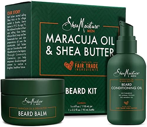 SheaMoisture Beard Oil & Beard Balm - Beard Kit for Men w/Maracuja & Fair Trade Organic Shea Butter, Dry Beard Oil, Softener & Conditioner (2 Piece Set)