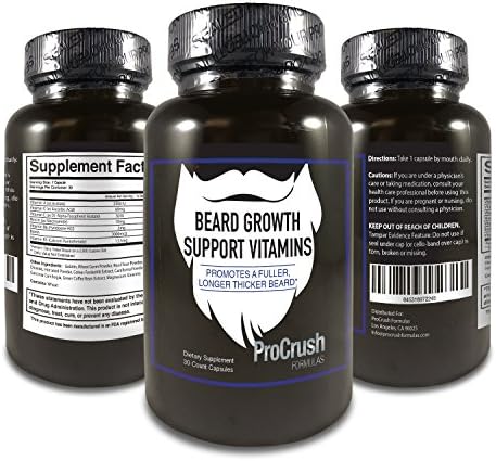 Beard Growth Support Multivitamins- Grow Longer, Fuller, Thicker, Healthier Beard Hair. Natural Supplement Vitamin with Biotin for Men.
