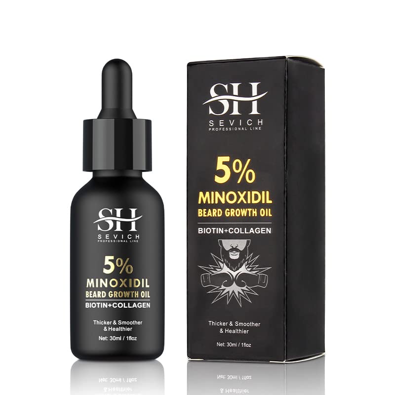 SEVICH 5% Minoxidil Beard Growth Oil with Biotin&Collagen for Men Beard Growth, Beard Oil, Beard Growth Treatment for Thicker Smoother&Healthier 30ml/1 fl Oz