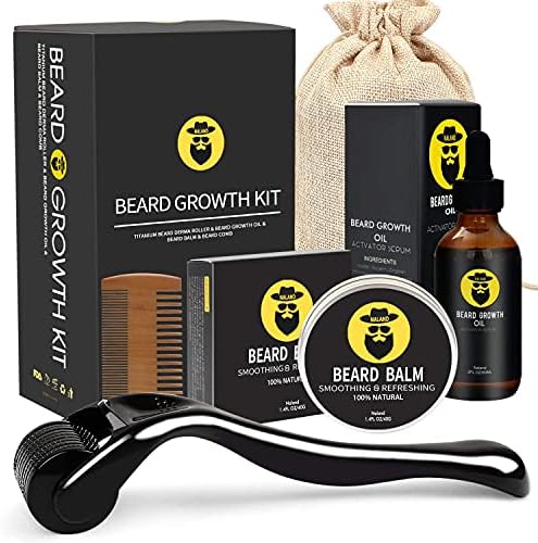 Beard Growth Kit, Beard Kit, Beard Growth Serum Oil (2oz), Beard Balm and Comb, Stimulate Beard and Hair Growth - Gifts for Men Dad Him Boyfriend Husband Brother