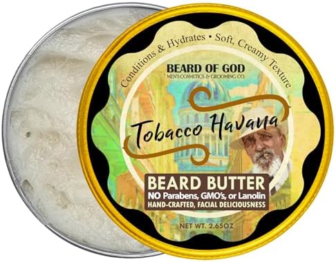 Beard of God Tobacco Havana - 2.65 oz. Thick-Whipped Beard Butter - Natural, Organic & Handcrafted in USA