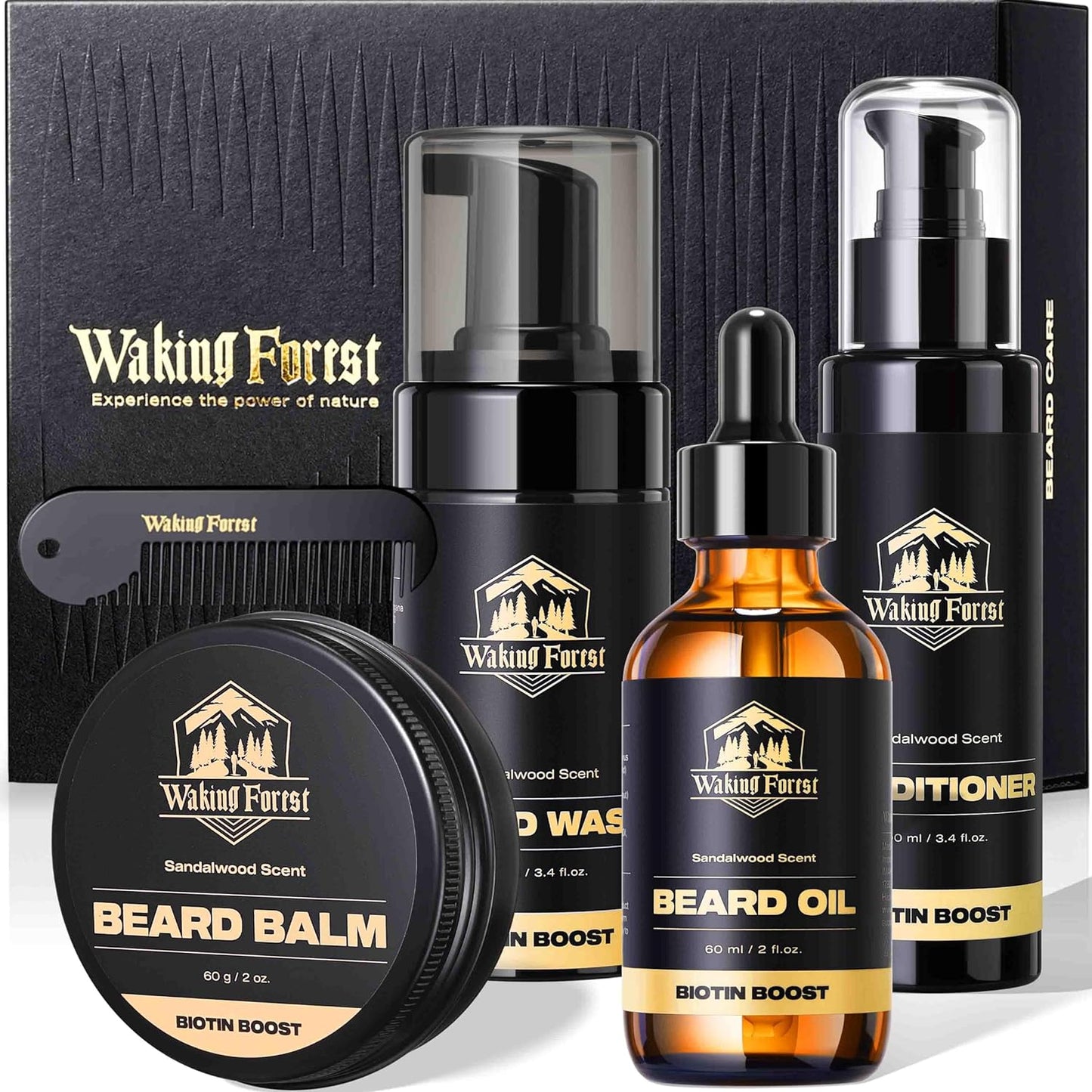 Beard Growth Kit for Men, Luxury Beard Care Kit for Men Beard Oil,Beard Wash and Conditioner,Beard Comb,Beard Balm Birthday &Valentines Gifts for Him Men Boyfriend Husband