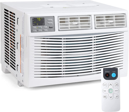 Air Conditioner 8000 Turbo Fast Cooling AC Unit with Remote/App Control Flexible Window Opening. Auto-Restart. 3 Cooling & Fan Speeds. 8.000 BTU. White