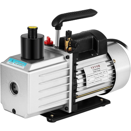 BENTISM 8CFM Two-Stage Rotary Vane Professional Vacuum Pump (15Micron. 1HP. 1/4flare 3/8 SAE 1/2ACME inlet)