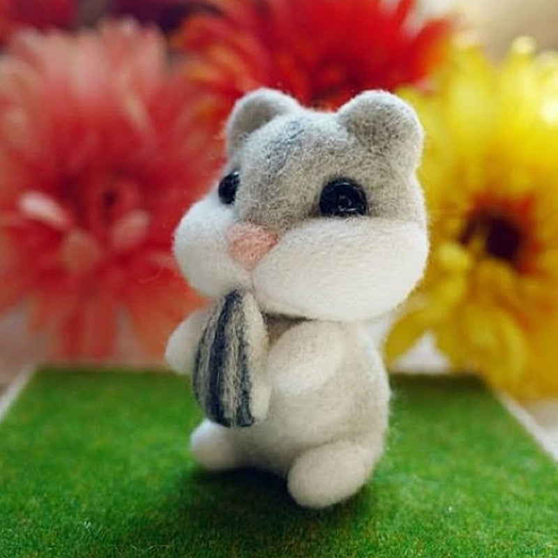 Non-Finished Felt Creative Cute Animal Panda bear pig hamster Toy Doll Wool Felt Poked Kitting Handcarft Wool Felting Material - YourStore