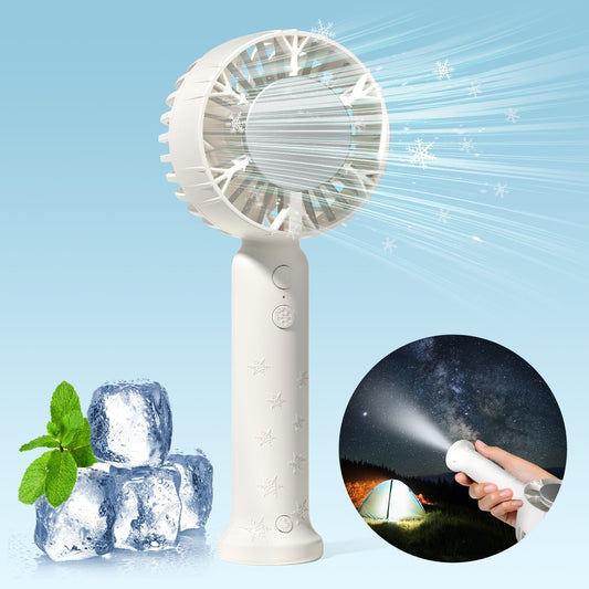 Handheld Cooling Fan. Portable Air Conditioner Ice Fan. Blows Cold Air with Ice Compress Refrigerating Pad