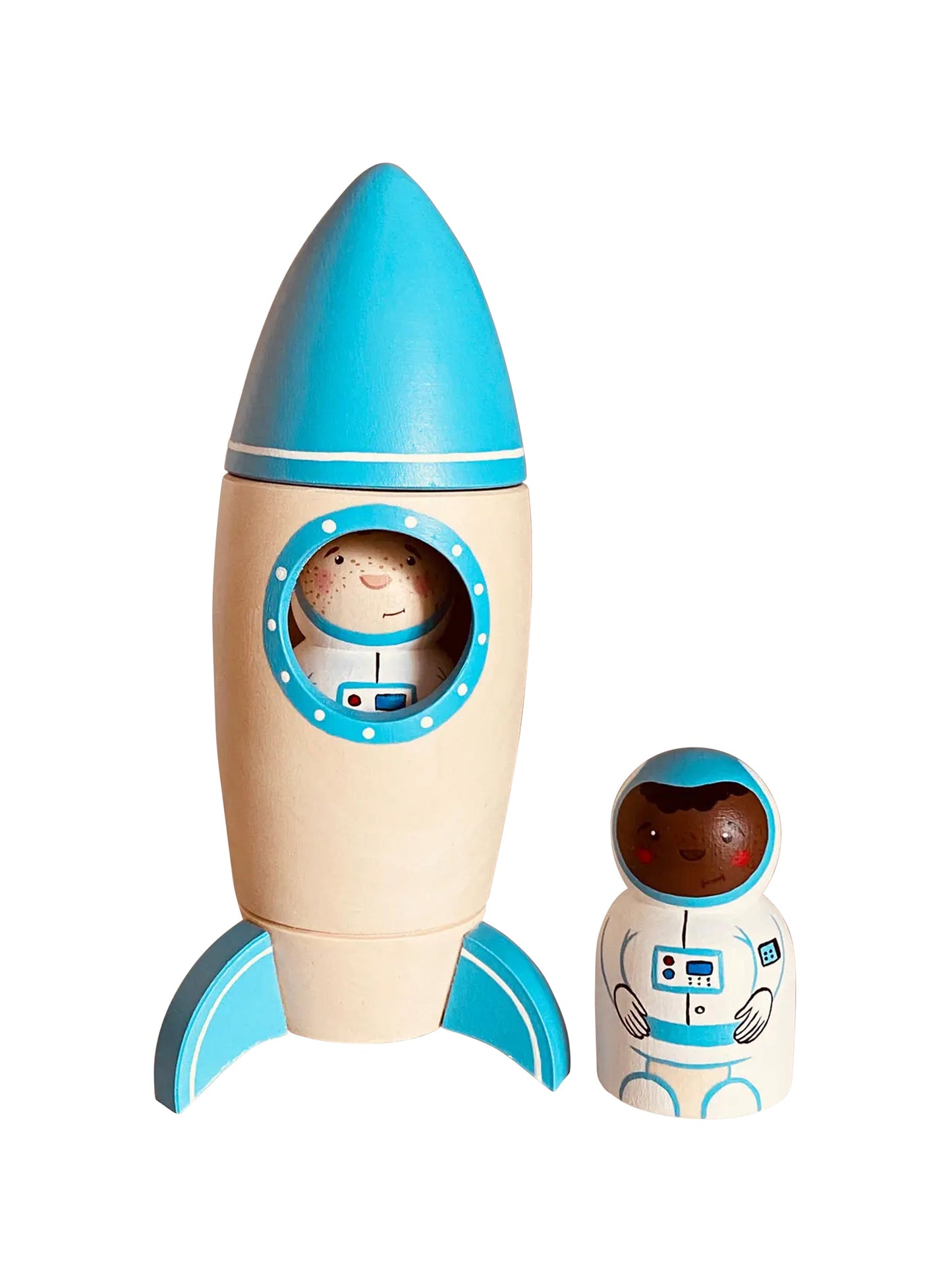 Heirloom Wooden Rocket Ship with Astronaut Cyan Weston Table
