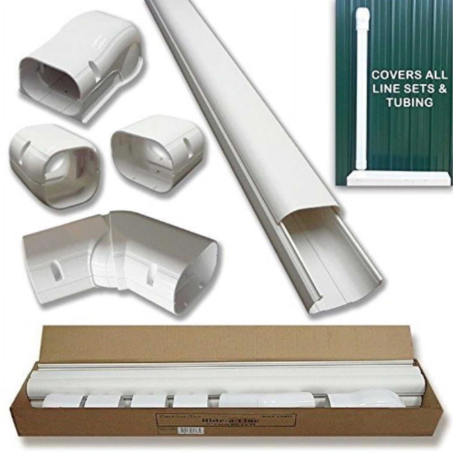 Hide-A-Line 4 14 Ft Mini split and Central Air Conditioner & Heat Pump Line Set Cover Kit Decorative Tubing Cover