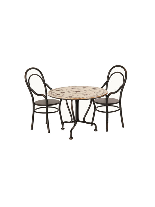 Maileg Miniature Dining Table Set with Two Chairs