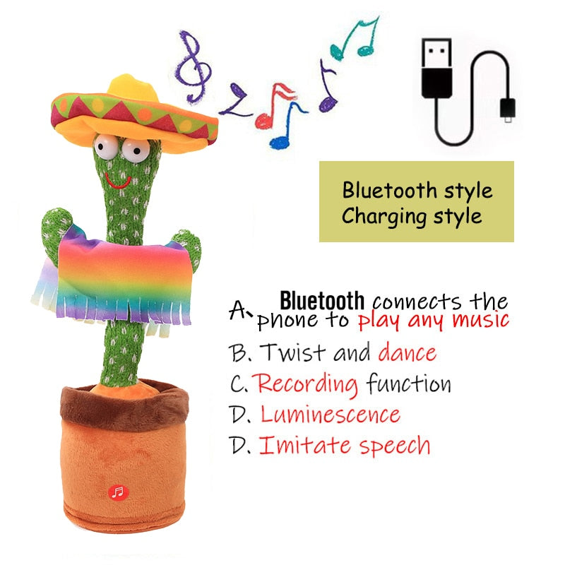 Birthday Present Dancing Cactus Electron Plush Toy Soft Plush Doll Babies Cactus That Can Sing And Dance Voice Interactive Bled - YourStore