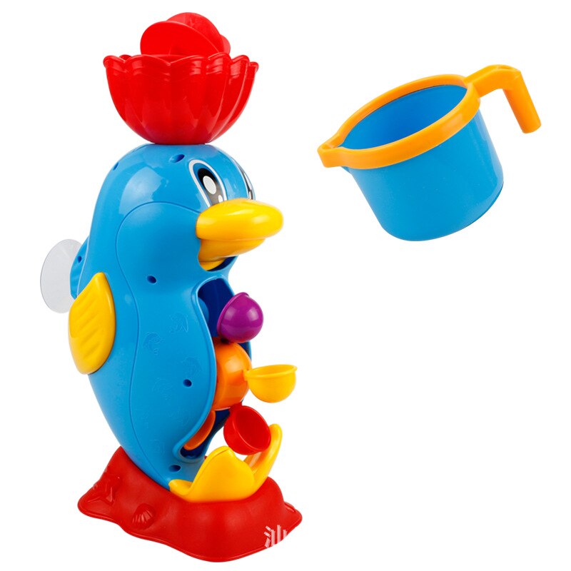 Kids Shower Bath Toys Cute Yellow Duck Waterwheel